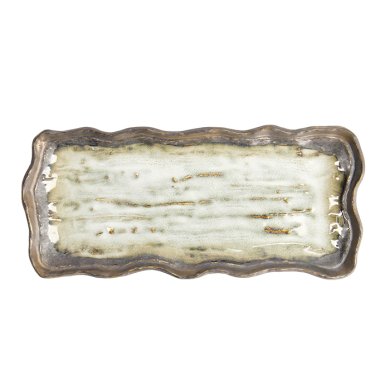 TDS, Rectangular Plate, Yohen Gold Wave, 29 x 13 x 3 cm, Item No. 21903