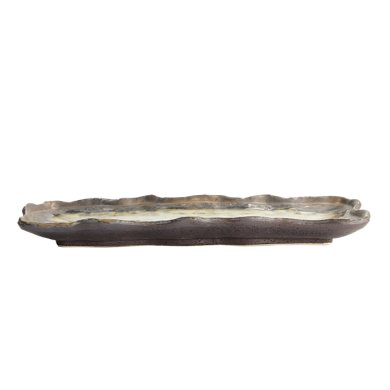 TDS, Rectangular Plate, Yohen Gold Wave, 29 x 13 x 3 cm, Item No. 21903