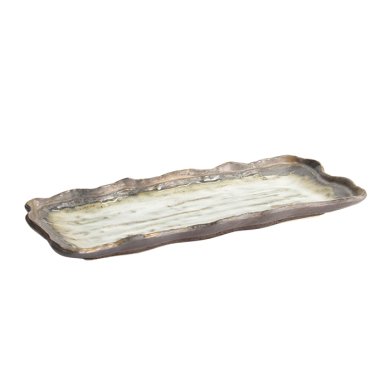 TDS, Rectangular Plate, Yohen Gold Wave, 29 x 13 x 3 cm, Item No. 21903