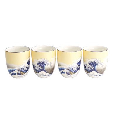 TDS, Cup Set, 4-piece set, Kawaii Hokusai, 7x8cm 170ml, Item No. 21907