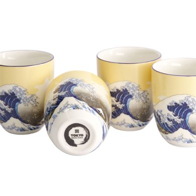 TDS, Cup Set, 4-piece set, Kawaii Hokusai, 7x8cm 170ml, Item No. 21907