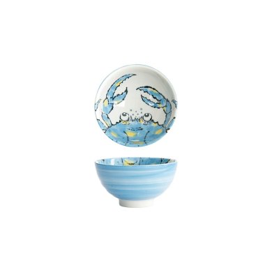 Tokyo Design Studio Reisschale Seafood Krabbe Hellblau, Porzellan, Ø 11,2 × 6,2 cm, 300 ml