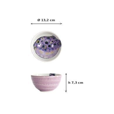 Schale Seafood Blowfish Fugu Lila, Porzellan, Ø 13,2 × 7,3 cm, 500 ml, Art.-Nr. 21933