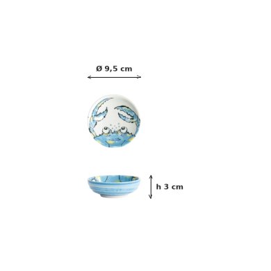 Saucenschale Seafood Krabbe Hellblau, Porzellan, Ø 9,5 × 3 cm, 150 ml, Art.-Nr. 21939