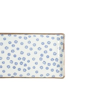 Sushi Plate Japan Flower Mizu White/Blue, Porcelain, 21 × 13.5 cm, Item No. 22004