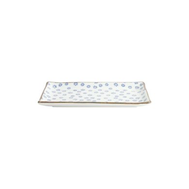 Sushi Plate Japan Flower Mizu White/Blue, Porcelain, 21 × 13.5 cm, Item No. 22004