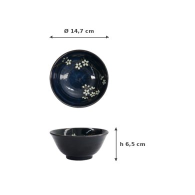 TDS, Bowl, Cobalt Blue Sakura, Ø 14.7x6.5cm, Item No. 22111