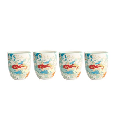 Mug Set Kawaii Goldfish Multicolour in Gift Box, 4 pcs., Porcelain, Ø 7 × 8 cm, 170 ml, Item No. 22121