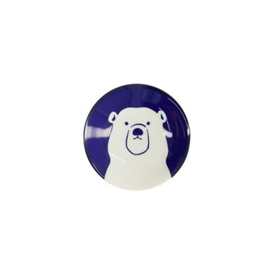 Plate Kawaii Polar Bear Blue/White, Porcelain, Ø 13.7 × 2.4 cm, Item No. 22128