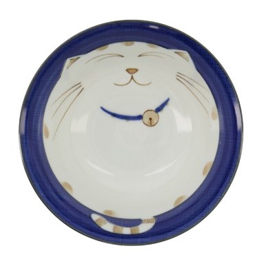 Tayo Bowl Kawaii Cat Neko Blue, Porcelain, Ø 13.5 × 6.8 cm, 300 ml, Item No. 2221
