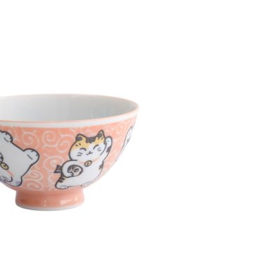 Reisschale Kawaii Karakusa Lucky Cat Orange, Porzellan, Ø 11,5 × 6 cm, 300 ml, Art.-Nr. 22251