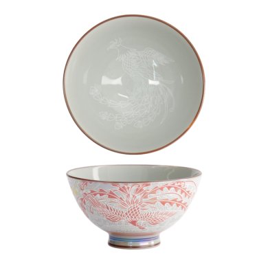 Tokyo Design Studio Rice Bowl Kawaii Luster Phoenix Red, Porcelain, Ø 11.5 × 6 cm, 300 ml