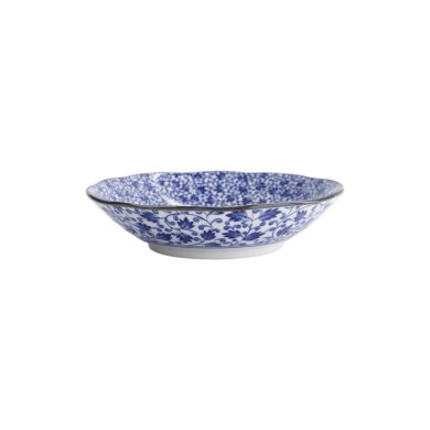Pasta Plate Hana Blue Karakusa Blue/White, Porcelain, Ø 21 × 5 cm, Item No. 22260