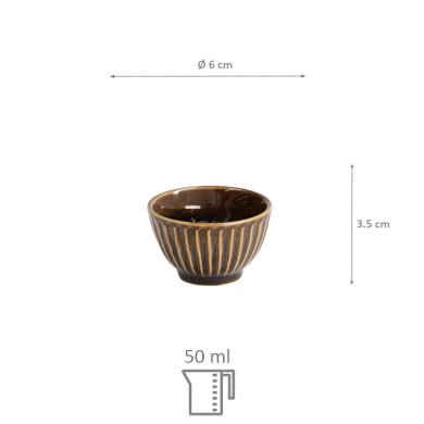 TDS, Sake-Becher, Ø 6x3,5cm 50ml, Ameyu Brown, Art.-Nr. 22280