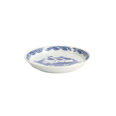 Plate Neko Maruke Cat Blue/White, Porcelain, Ø 14.3 × 2.1 cm, Item No. 22296