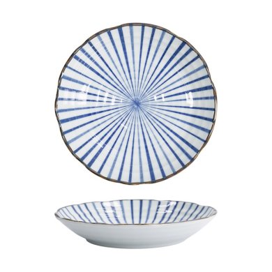 Tokyo Design Studio Teller Natsu Tokusa Blau/Weiß, Porzellan, Ø 22 × 4 cm