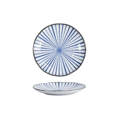 Tokyo Design Studio Plate Natsu Tokusa Blue/White, Porcelain, Ø 16.5 × 2 cm