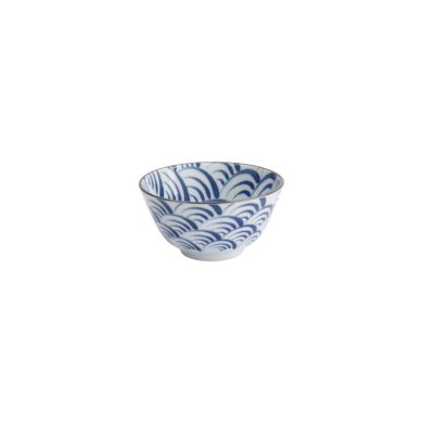 Rice Bowl Natsu Nami Blue/White, Porcelain, Ø 12 × 6.4 cm, 350 ml, Item No. 22335