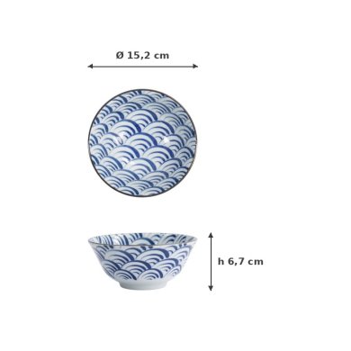 Tayo-Schale Natsu Nami Blau/Weiß, Porzellan, Ø 15,2 × 6,7 cm, 500 ml, Art.-Nr. 22336