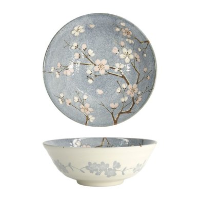 Tokyo Design Studio Ramenschale Fujisakura Grau, Porzellan, Ø 21 × 7,8 cm, 1 l