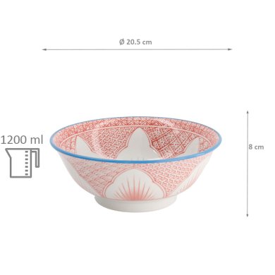 TDS, Ramen Bowl Giftset, Lily Flower, 2-piece set, Red/Blue, Ø 20.5 x 8cm 1200ml, Itm No. 22645