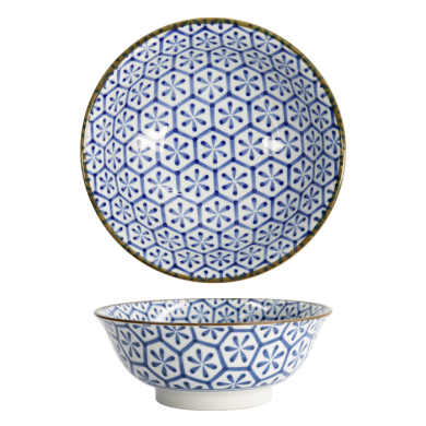 Tokyo Design Studio Rice Bowl Mixed Bowls Kristal Blue/White, Porcelain, Ø 20.5 × 8 cm, 1.2 l