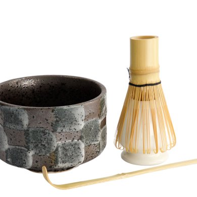 TDS, Matcha Bowl Giftset , 4-piece set, 11 x 8 cm, Kanegin Grey, Item No. 33004