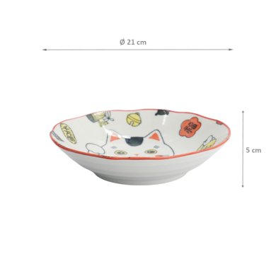 TDS, Pasta Teller, Kawaii Lucky Cat Neko, Rot, Ø 21x5cm, Art.-Nr. 33013