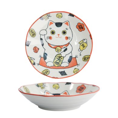 TDS, Pasta Teller, Kawaii Lucky Cat Neko, Rot, Ø 21x5cm, Art.-Nr. 33013