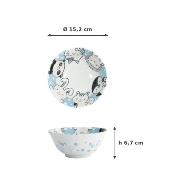 Tayo-Schale Kawaii Animal Blau, Porzellan, Ø 15,2 × 6,7 cm, 500 ml, Art.-Nr. 33021