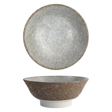 Tokyo Design Studio Ramenschale Satomaki Kairagi Braun/Weiß, Porzellan, Ø 21,5 × 9 cm, 1,3 l
