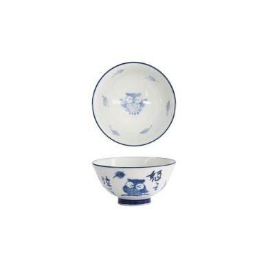 Tokyo Design Studio Bowl Kawaii Owl Blue/White, Porcelain, Ø 11.5 × 6 cm, 300 ml