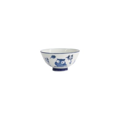 Bowl Kawaii Owl Blue/White, Porcelain, Ø 11.5 × 6 cm, 300 ml, Item No. 33207