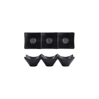 Tokyo Design Studio Sauce Dish with 3 Compartments Iwate Black, Melamine, 18.7 × 6.2 × 4.4 cm, 114 ml