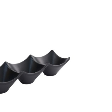 Sauce Dish with 3 Compartments Iwate Black, Melamine, 18.7 × 6.2 × 4.4 cm, 114 ml, Item No. 33287
