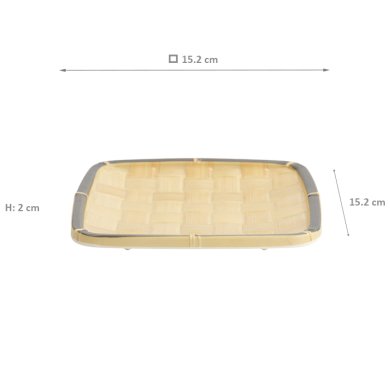 TDS, Square Plate, Bamboo, 15.2x15.2x2cm, Item No. 33290