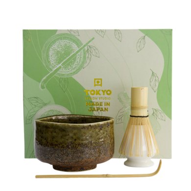 TDS, Matcha Geschenkset, Grün/Braun, 4-tlg., Ø 12x7,5cm, Art.-Nr. 33412