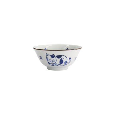 Tayo-Schale Kawaii Cat Neko Blau (Blau/Weiß), Porzellan, Ø 14,9 × 6,7 cm, 500 ml, Art.-Nr. 33413