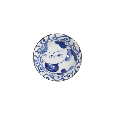 Tayo-Schale Kawaii Cat Neko Blau (Blau/Weiß), Porzellan, Ø 14,9 × 6,7 cm, 500 ml, Art.-Nr. 33414