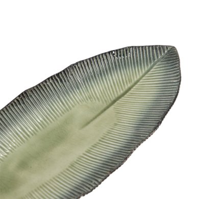 TDS, Oblong Plate, Yamasaku, Green, 33x13.5x2.5cm, Item No. 33435