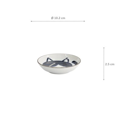 TDS, Round-Sauce Bowl, Kawaii Cat Neko, Ø 10.2x2.5cm - Item No. 33496