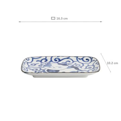 TDS, Square Plate, Kawaii Cat Neko, Blue, 16.3x10.2cm, Item No. 33498