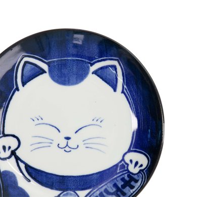 Teller Kawaii Cat Neko Blau/Weiß, Porzellan, Ø 16,7 × 2,8 cm, Art.-Nr. 33500