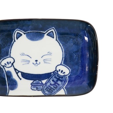 TDS, Quadratischer Teller, Kawaii Cat Neko, Blau, 16,3x10,2cm, Art.-Nr. 33501