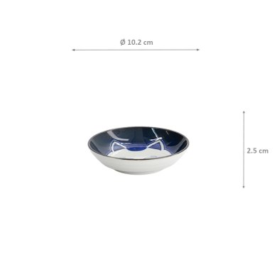 TDS, Round Sauce Bowl, Kawaii Cat Neko, Ø 10.2 x 2.5 cm - Item No. 33502