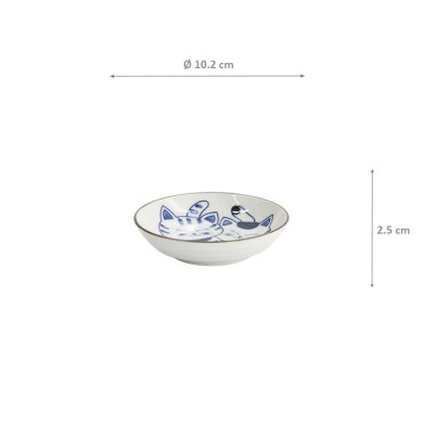 TDS, Round Sauce Bowl, Kawaii Cat Neko, Ø 10.2 x 2.5 cm - Item No. 33505
