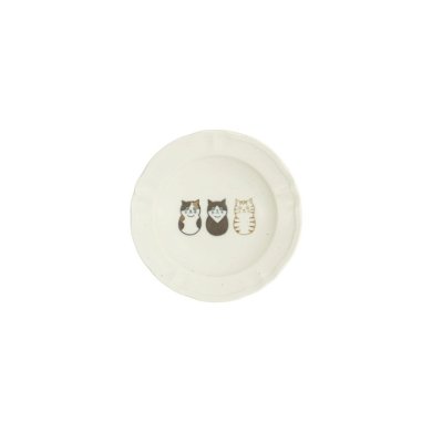 Teller Kawaii Cat Weiß/Braun, Porzellan, Ø 14 × 2,5 cm, Art.-Nr. 33541