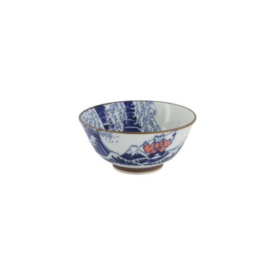 Tayo-Schale Kawaii Wave Cat Blau/Rot, Porzellan, Ø 15 × 7 cm, Art.-Nr. 33598
