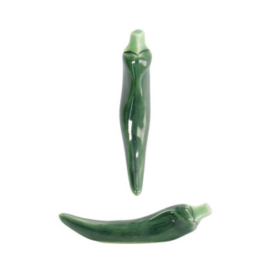 TDS, Kawaii Chopstick Rest, Green Pepper, 6.2x1.7x2.9cm, Item No. 33665