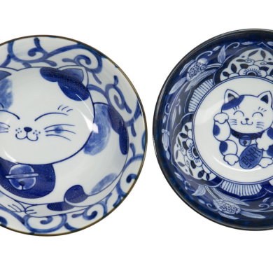 TDS, Tayo Bowl Set, Kawaii Cat Giftset 2-piece set w/chopsticks, Ø 14.9x6.7cm 500ml, Item No. 33693